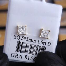 Moissanite Earrings In 925 Silver Screwbacks