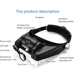 Head Mount Magnifier with LED Light 