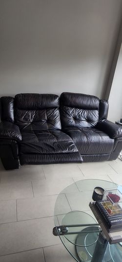 Brown Reclining Leather Sofa 2 Seats SALE