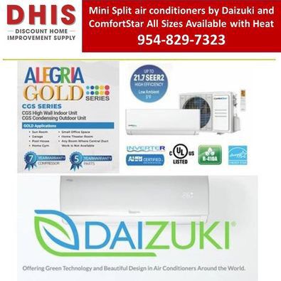 Mini Split air conditioners by Daizuki and Comfort store in all sizes up to 23 seer