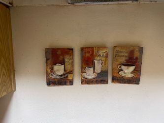 Cup portrait  3 small ceramic side matching pictures