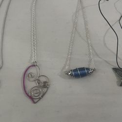 Light Metal And Wire Wrapped Necklaces