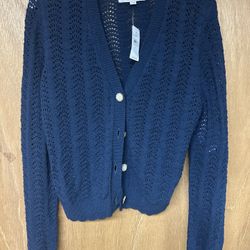 Blue knit button up cardigan size small from Loft new with tags 