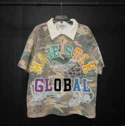 Majestik Global Camo Graphic Zip Polo Shirt
