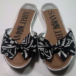Sam & Libby Sz 7 Black Aztec Flats, Pre Owned