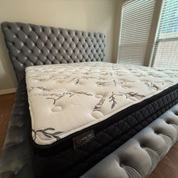 New King Size Bed Frame + Pillow Top Mattress