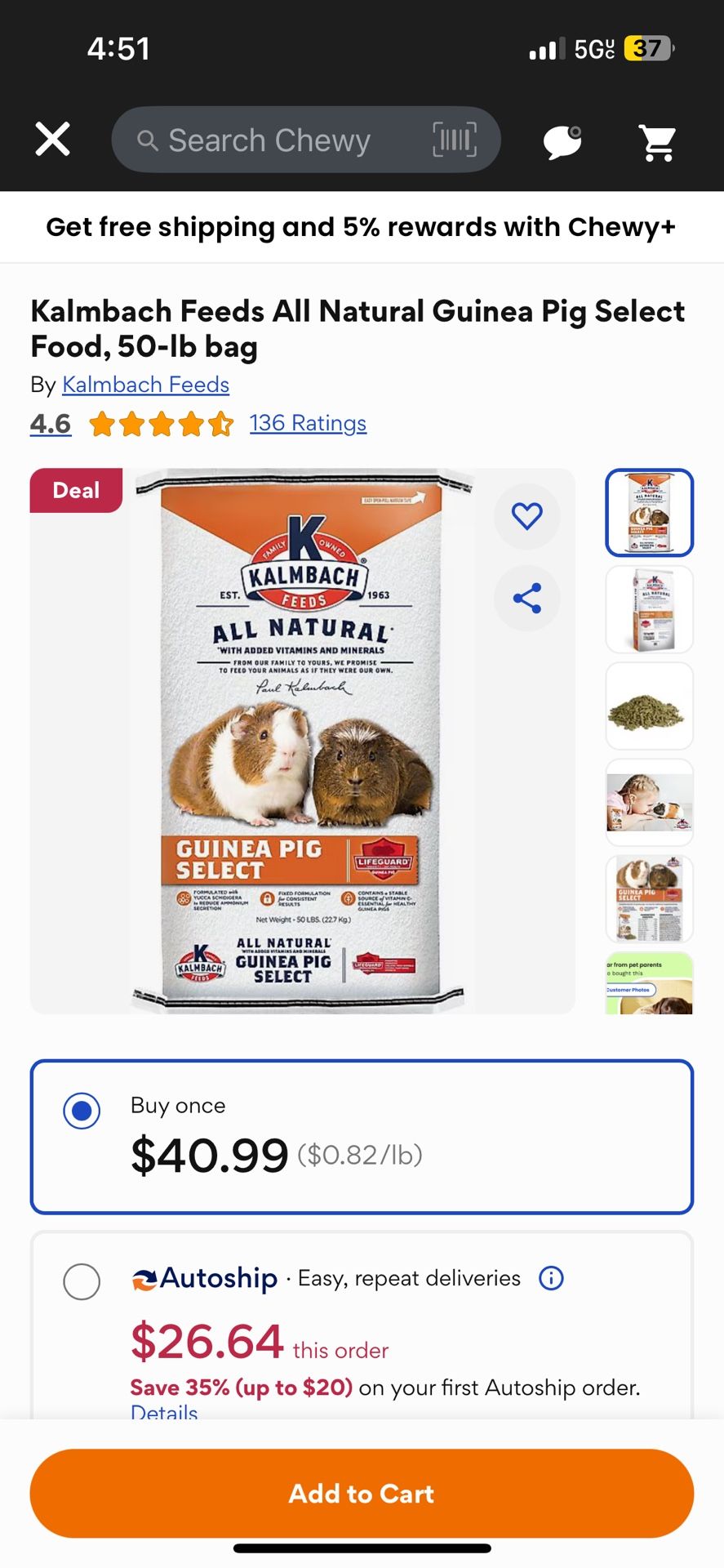 Guinea Pig Food Kalmbach 50 Pounds