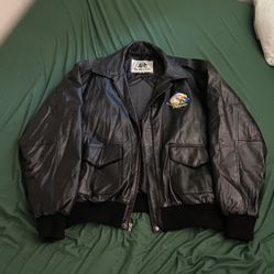 Burks Bay Genuine Leather Bomber Jacket 