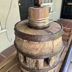 Epic Vintage Barrel Solid Wood & Cast Iron Lamp