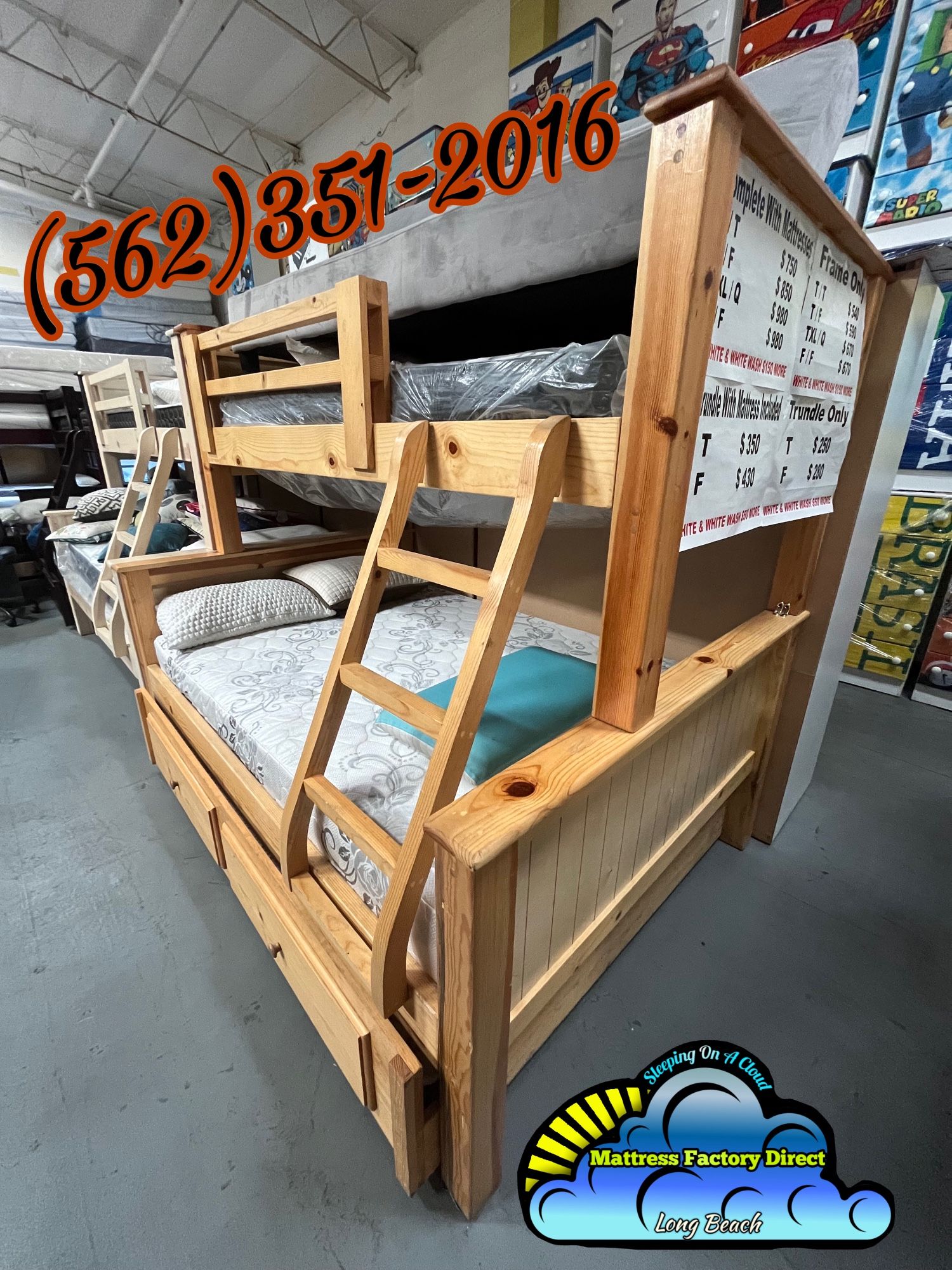 Triple Natural Bunk Bed With Mattresses Colchones Nuevos