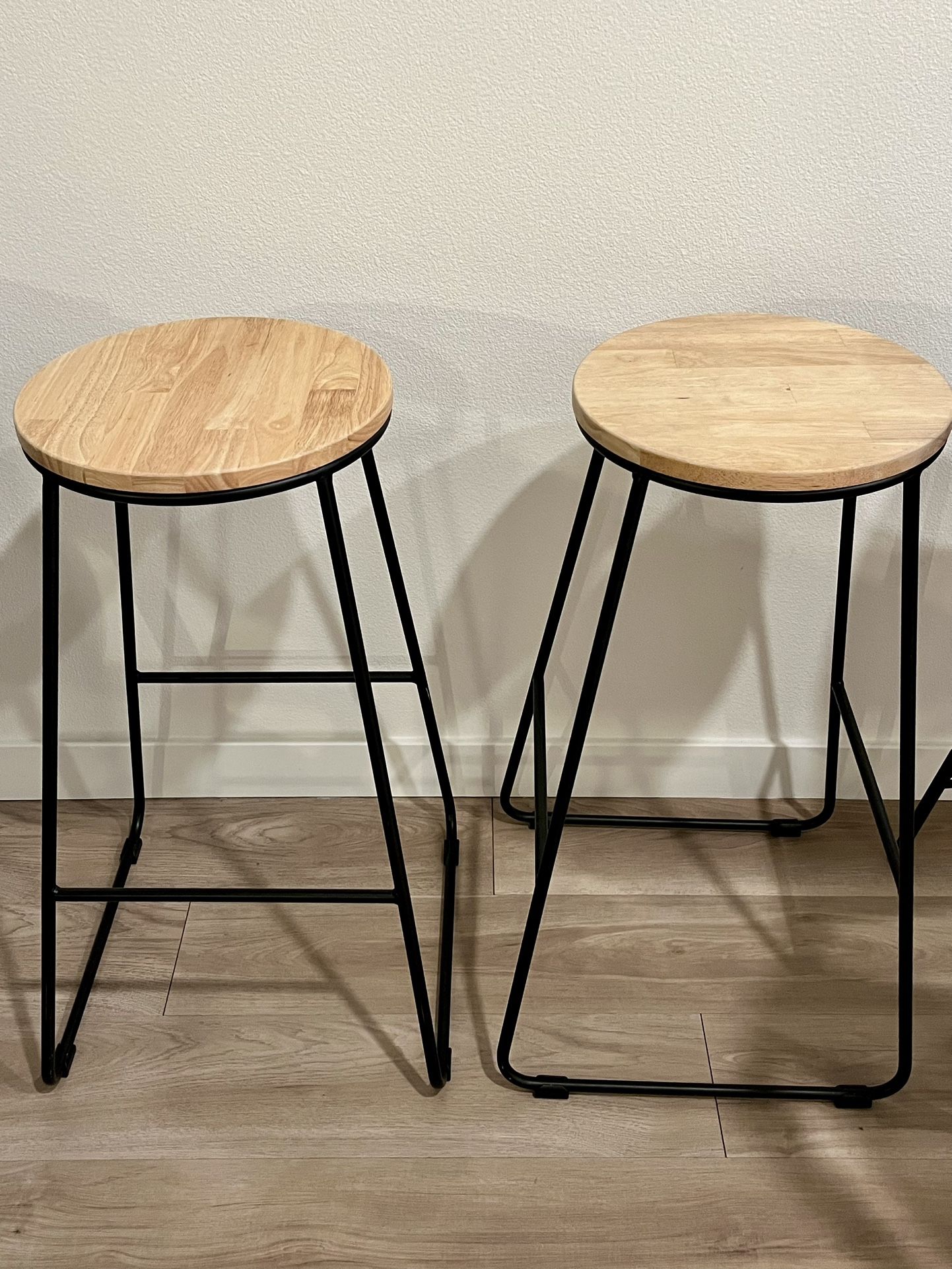 2 Backless Stools (Natural Wood)