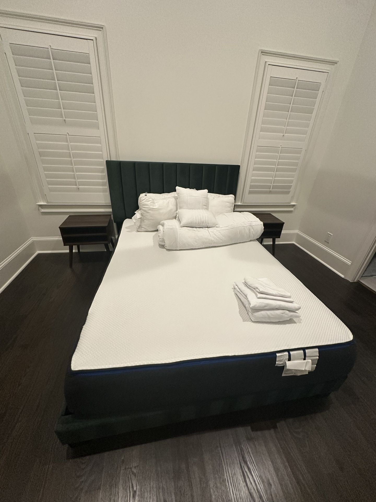 Bed Frame, Mattress, And 2 Nightstands 