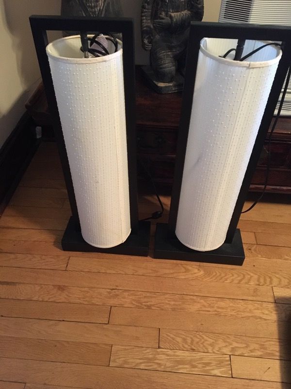 Pair Storehouse cylindrical lamps 13in W x 5in D x 30in H