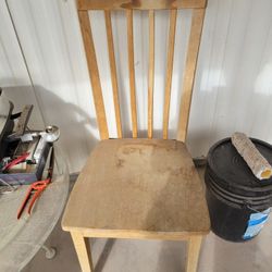 3 White Oak Solid Wood Chairs.