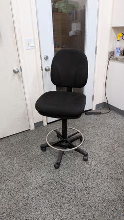 Black Drafting Chair with Footrest Ring