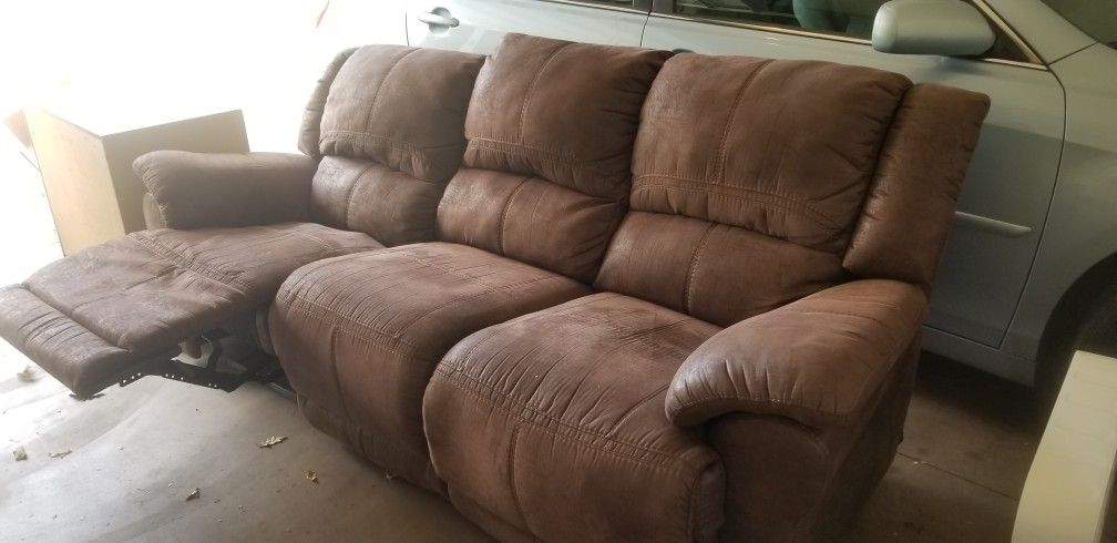 Brown Comfy Microsuede Recliner Couch