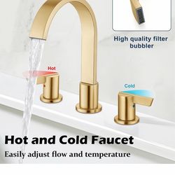 8 inch Widespread Bathroom Sink Faucet,Waterfall 3 Holes 2 Handles A19g $40