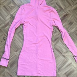 Baddie Essentials Pink Turtle Neck Dress