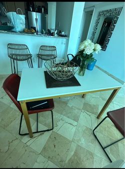 white and gold dining table/desk/console table