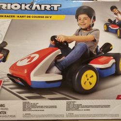 Super Mario Kart Deluxe Kids Ride On 24V Battery Powered Electric Car Toy, Up to 8MPH, 3 Speeds & Reverse, Weight Limit 81 lbs.

