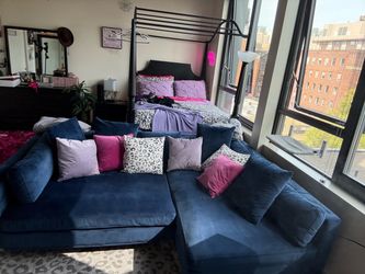 Blue Deep Seat L-Shape Sectional Sofa