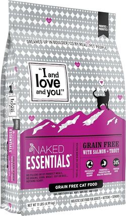 I and love and you Naked Essentials Dry Cat Food - Salmon + Trout - Grain Free, Real Meat, No Fillers, Prebiotics + Probiotics, 11lb Bag

