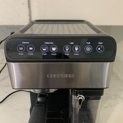 Chefman 6-in-1 Espresso Machine with Steamer, One-Touch Single or Double Shot Maker, Coffee Cappuccino Machine, Latte Built-In Milk Frother Stainless Steel