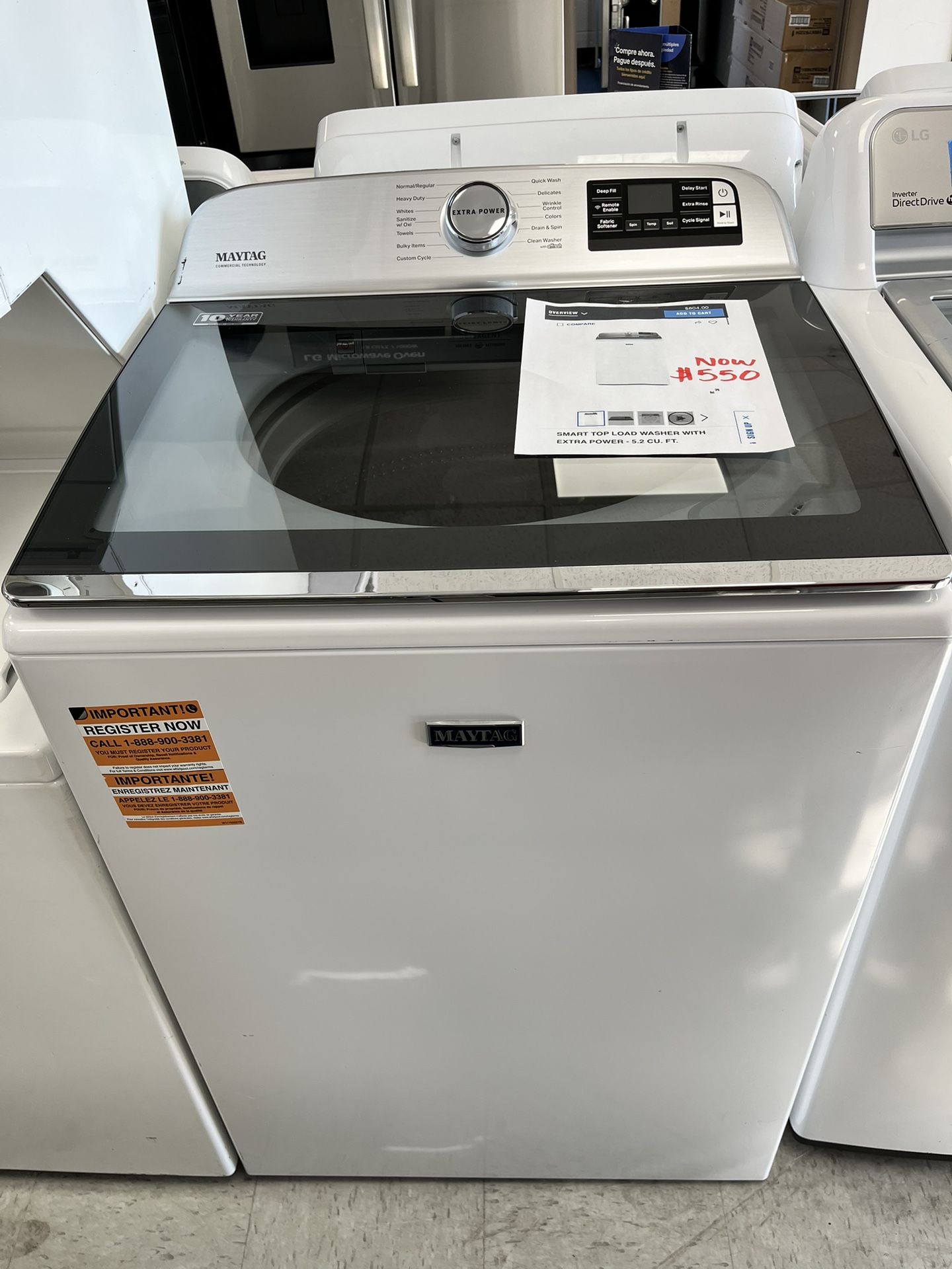 New MayTag Electric Top Load Washer (S/D)