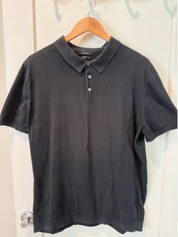 Massimo Dutti Black Extrafine Cotton XL Polo Shirt