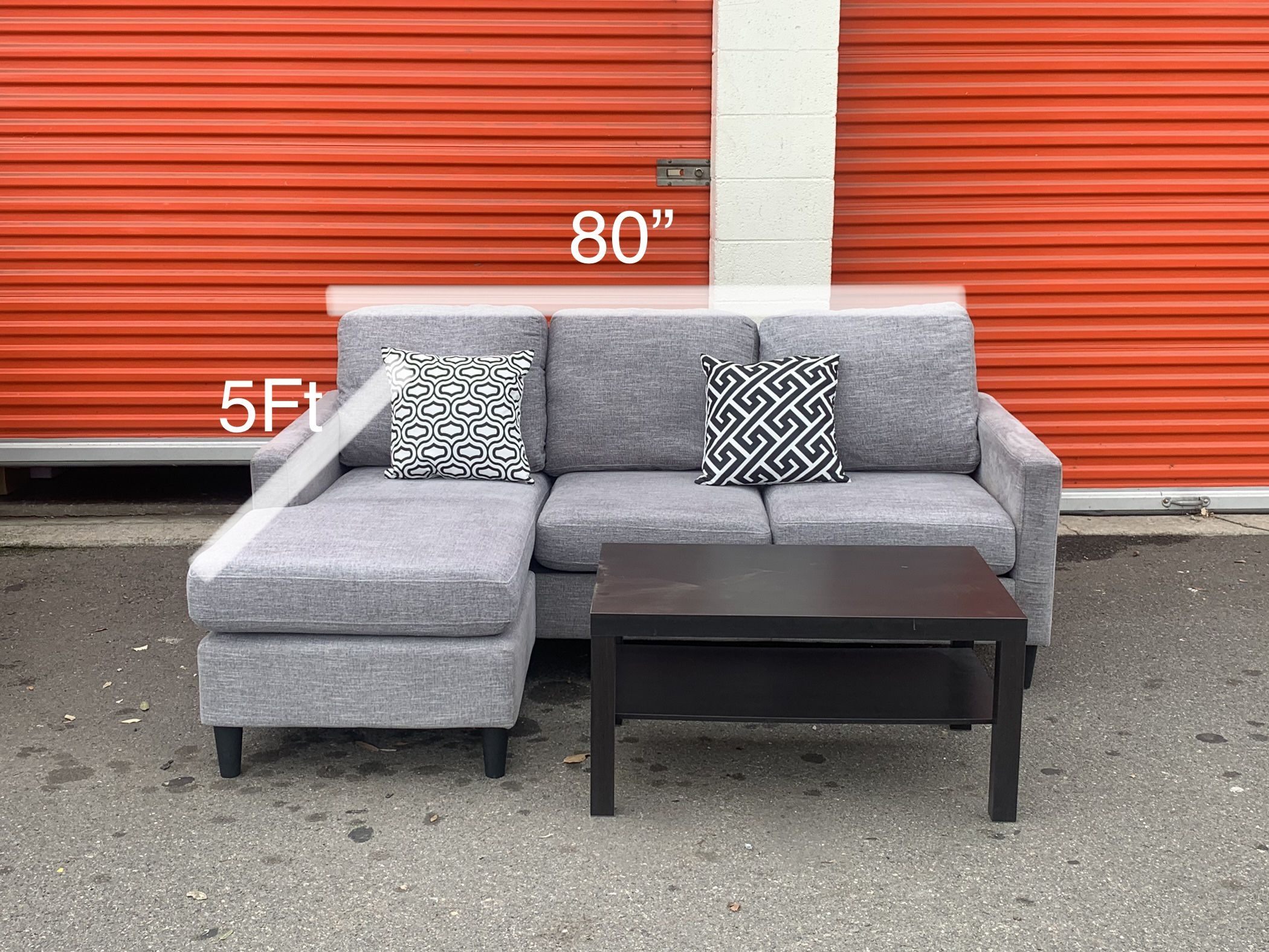 Gray Sectional Sofa With Reversible Chaise