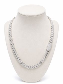 Cadena cubana de plata 925 y moissanita