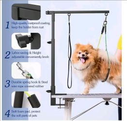 Pawaboo Dog Grooming Table Arm with Clamp, 35" Adjustable Foldable Black