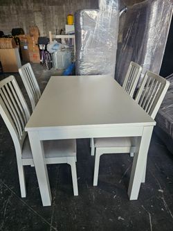 White Dining Table with 4 Chairs