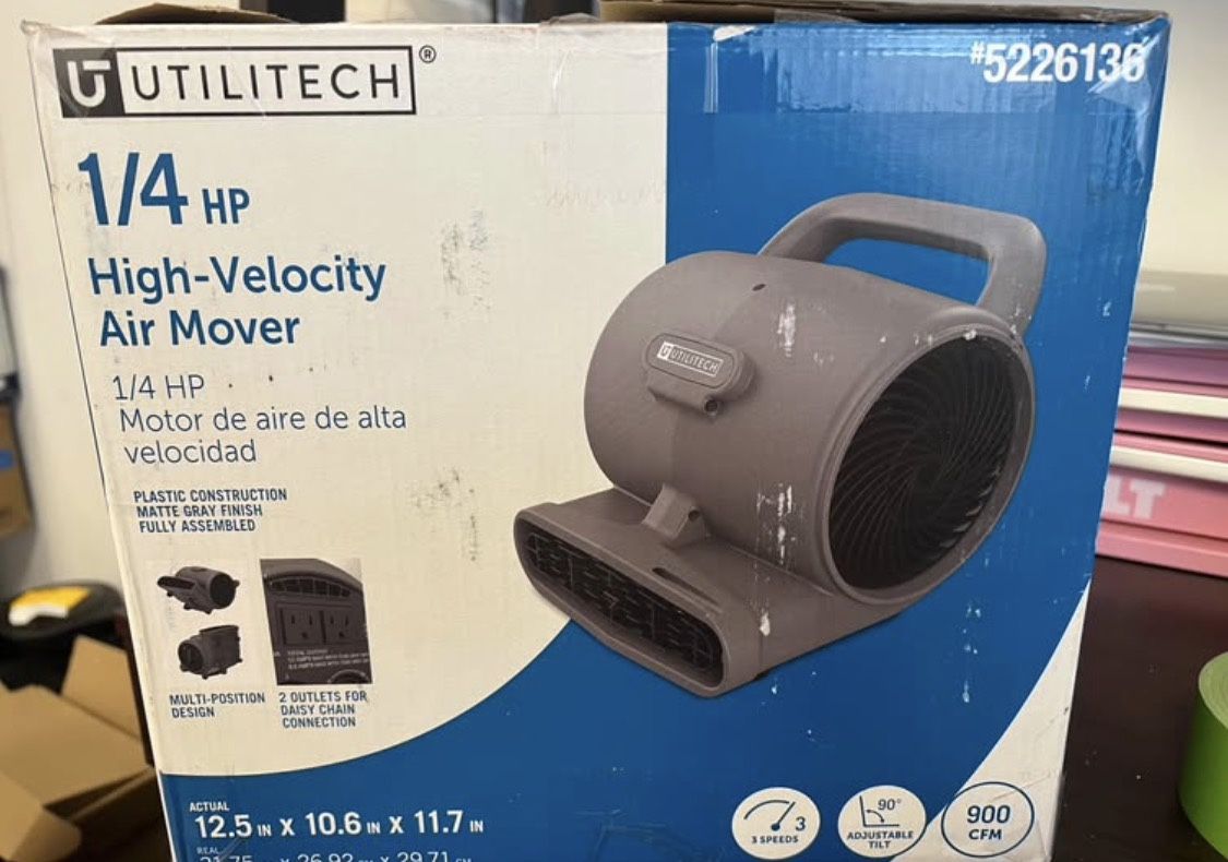 Utilitech Air Mover 1/4-HP 900-CFM Centrifugal Daisy Chain Compatible Indoor Blower Fan