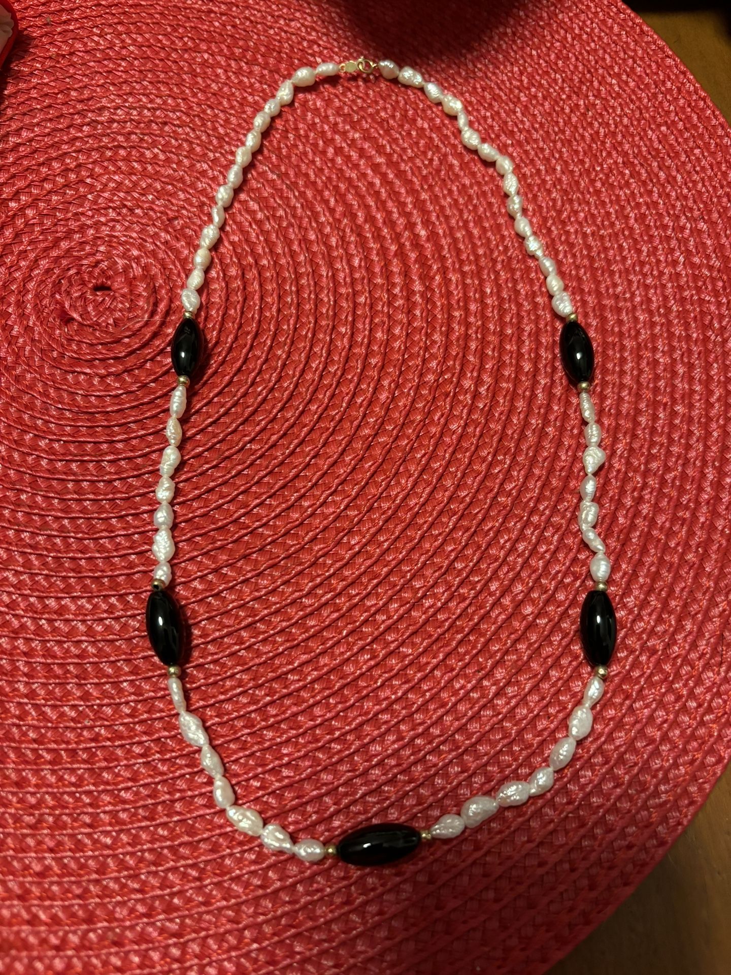 Vintage Fresh Water Pearls With 14K Beads And Onyx