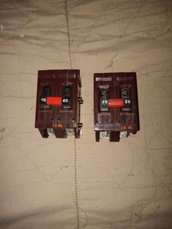 Two Wasdworht Circuit Breakers Double Pole One 20 Amps And One 40 Amps Used But Working Good Only $95 Dollars For The 2 Units 