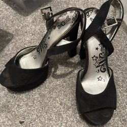 Brash Black Strappy Heels 