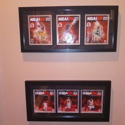 Original NBA2K12 and NBA2K16 Video Game Artwork Covers In Custom Frame