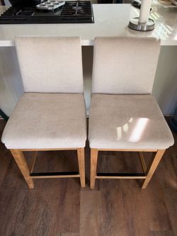 Set of 2 Upholstered Counter Height Bar Stools