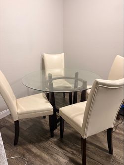 Glass dining table with 4 chairs