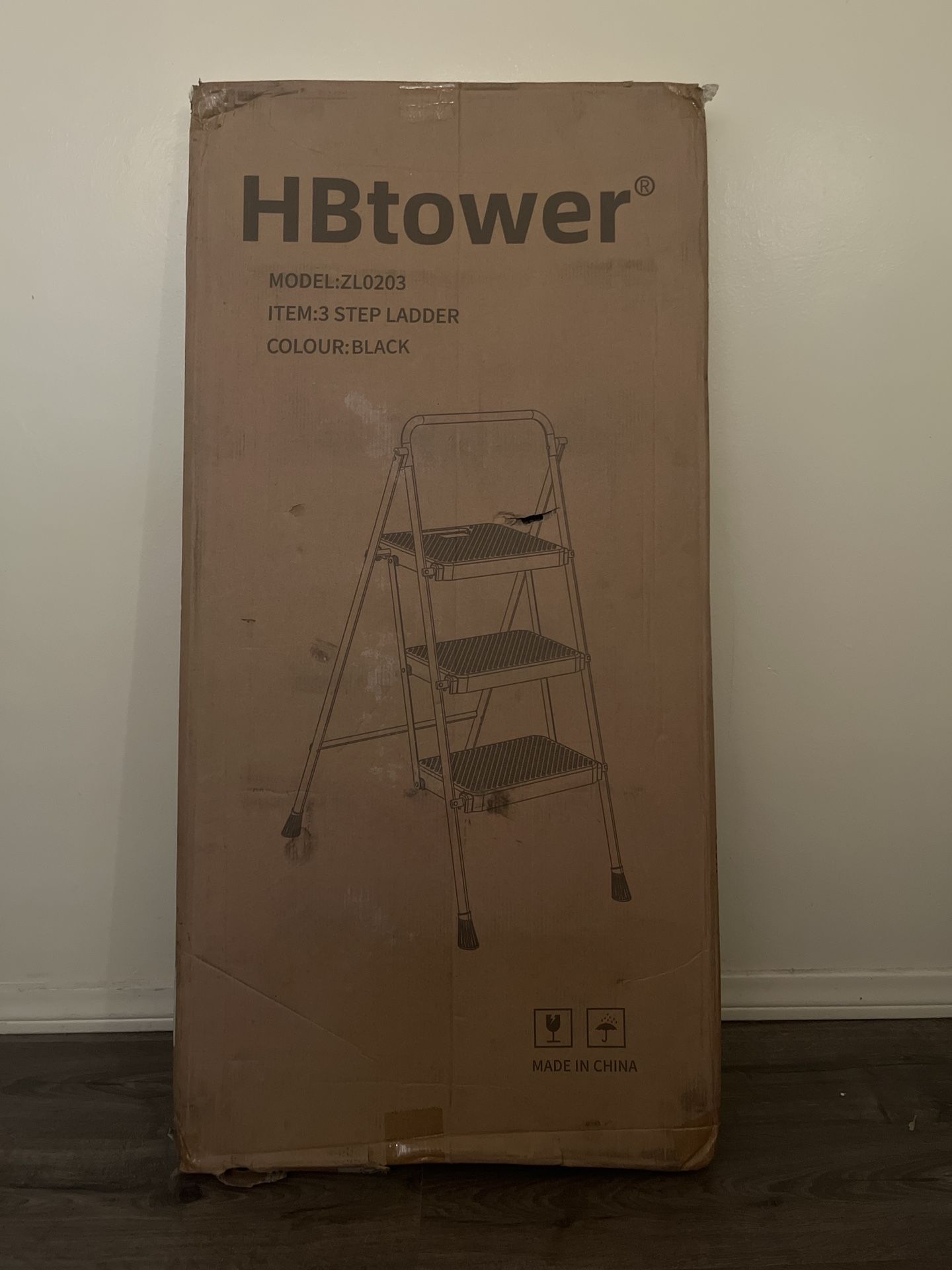 Brand New HBtower 3-Step Ladder – Black