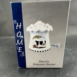 New In Box Electric Potpourri Burner Holstein Cow Design
