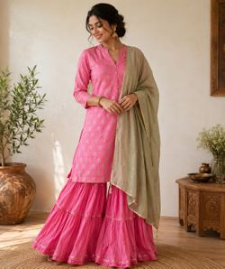 Soft pink 3 piece palazzo - India
