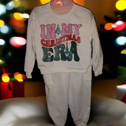 In My Christmas Era" Kids Fleece Pullover & Jogger Set - Size S (7/8)