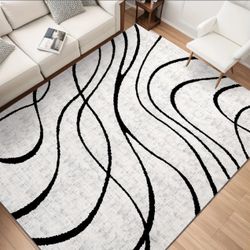 9x12 Area Rug Indoor Non-Slip Large Carpet Thin Soft Washable Living Room Bedroom