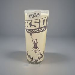 This vintage Kansas State University Wildcats basketball frosted drinking glass