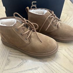 UGG Neumel Boots Shoes Mens Size 11 Chestnut Brown Suede Sheepskin Lace Up Casual New with original box