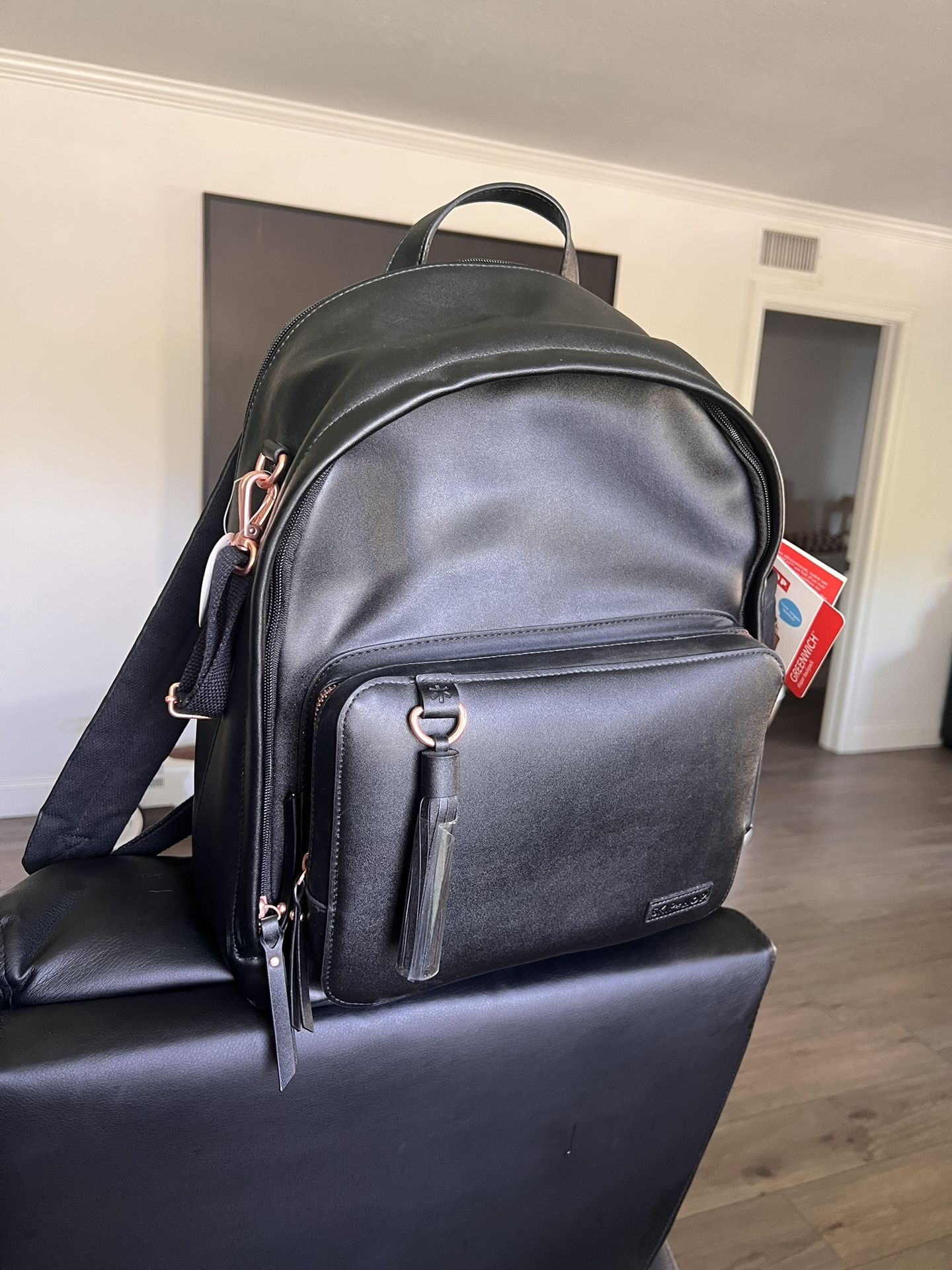 BRAND NEW* Skip Hop Black Leather Backpack Diaper Bag
