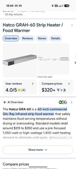 Hatco GRAH-60 Strip Heater / Food Warmer