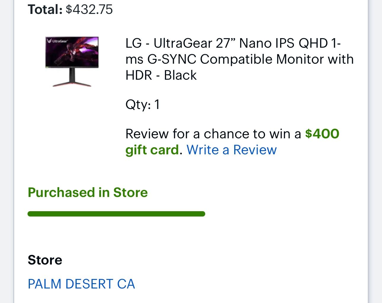 LG UltraGear 27” QHD Monitor